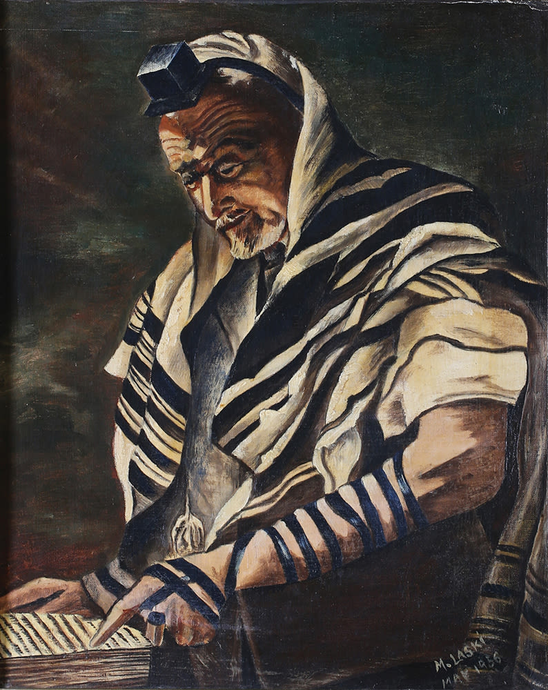 LASKI-RING MIRIAM. Gebed met Tefillin. Geteken ’M. Laski’ gedateer Mei 1956. 